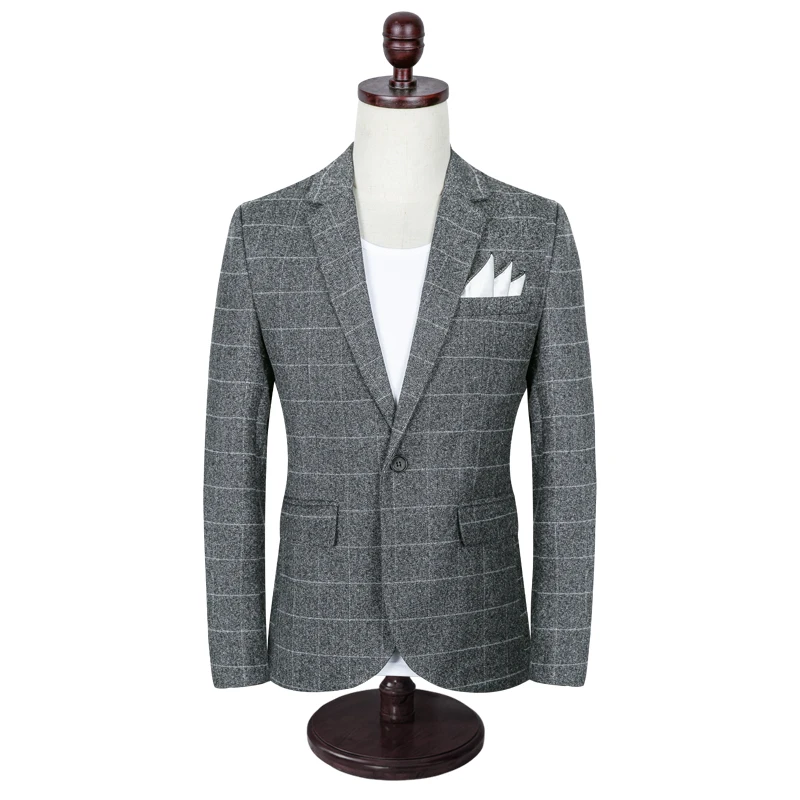 

Gray Mens Plaid Jacket Autumn New Men Blazer Coat Fashion Casual Jacket Large Size 4XL 5XL Navy Blue Outerwear