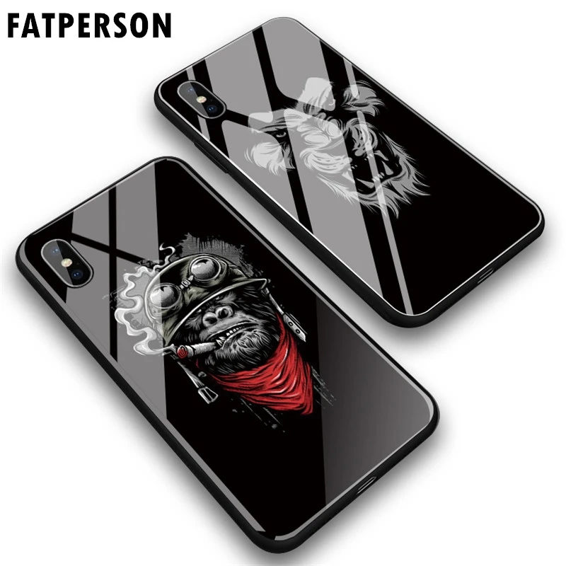 Dark series Animal element чехол из закаленного стекла для телефона iphone 5 6 7 8 6s 6splus 7plus 8plus x xr xs