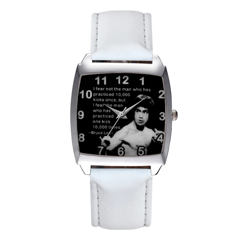 Мультяшный Брюс Ли Стиль Прямоугольный циферблат Дети Женщины Студент мальчики