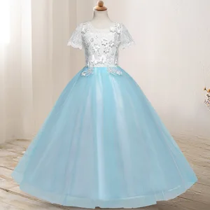 Детвечерние вечернее платье для девочек, длинное Тюлевое платье с цветочным рисунком для свадьбы, платье принцессы для девочек, платье