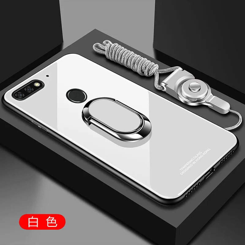 Для huawei honor 7C 7X чехол из твердого закаленного стекла с кольцом-подставкой Магнитный защитный чехол на заднюю панель для huawei honor 8X 8C оболочка