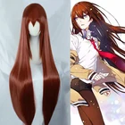 Парик для косплея Steins Gate Makise Kurisu Christina, 80 см, 100 см, длинные прямые медные красные термостойкие волосы + бесплатная шапочка для парика