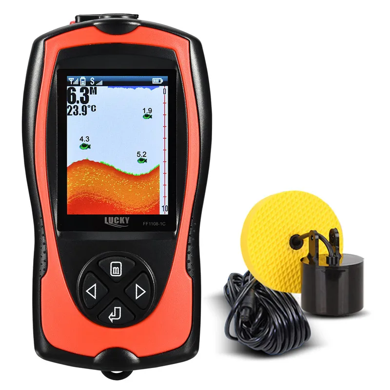 LUCKY Fishing Finder Для Каяка, рыбалки, подледной рыбалки, эхолот, глубина, Мути-язык, детектор глубины, эхолот, сонар, FF1108-1CT - Цвет: Светло-желтый