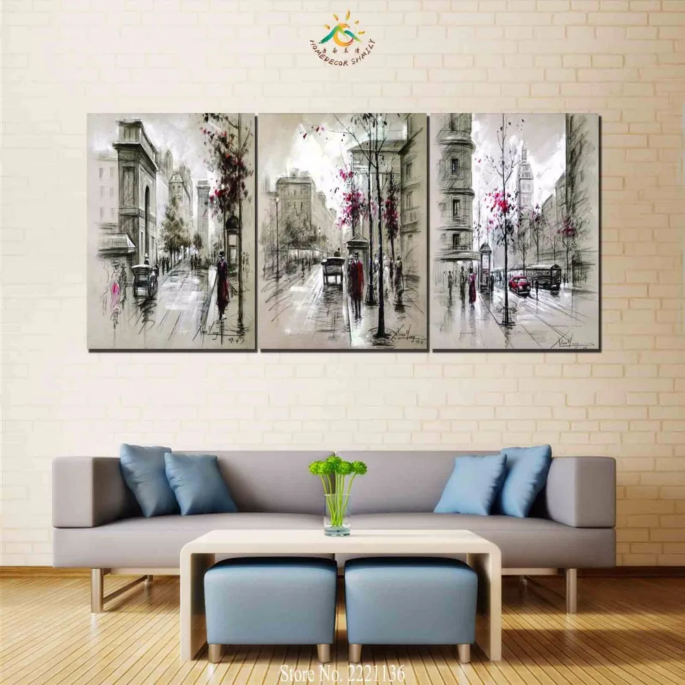 

3 Pieces/set HD Printed Vintage City View Landscape Group Painting Room Decoration for Living Room Wall Pictures artwork