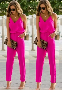 Новинка 2019 тонкий комбинезон на бретелях спагетти с широкими штанинами боди для