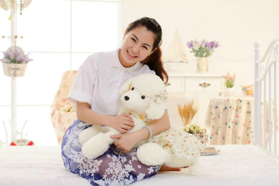 Милая кукла для девочки большая детская плюшевая игрушка пудель подарок на день