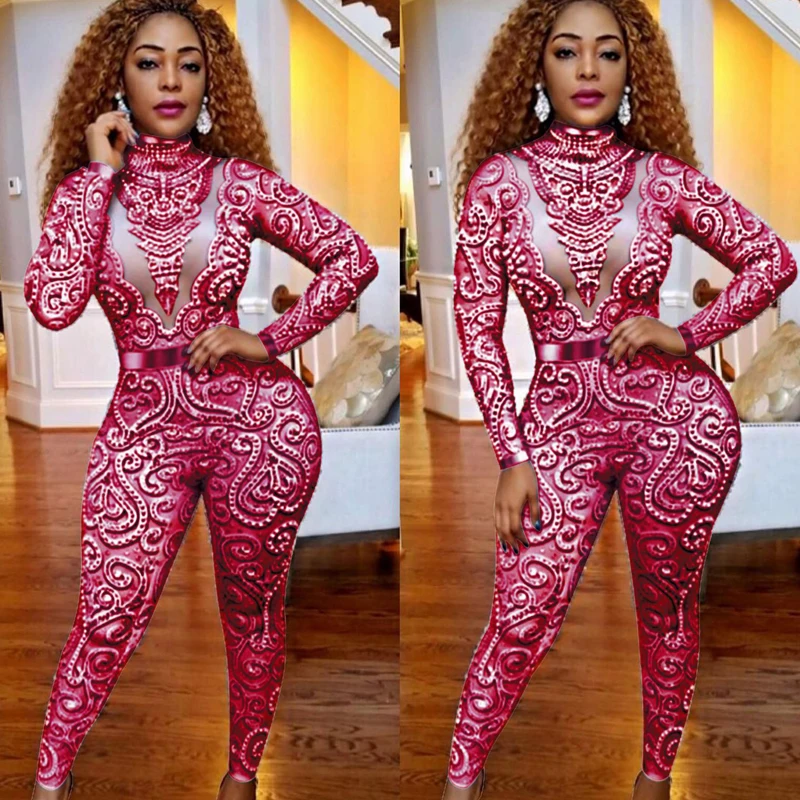 Great 2019 Hot Sale Sexy Rompers Womens Jumpsuit Nightclub Sequin Vintage Cocktail Elegant Long Woman Overalls | Женская одежда