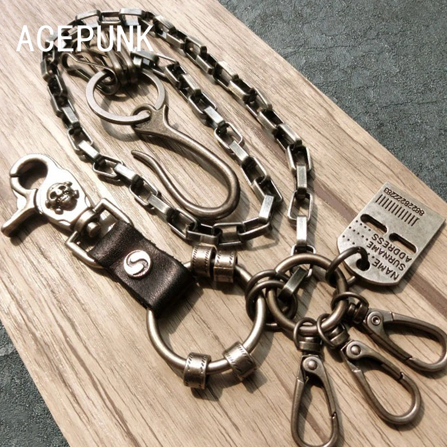 Длинный металлический брелок цепочка для кошелька в стиле рок/панк/брюк под