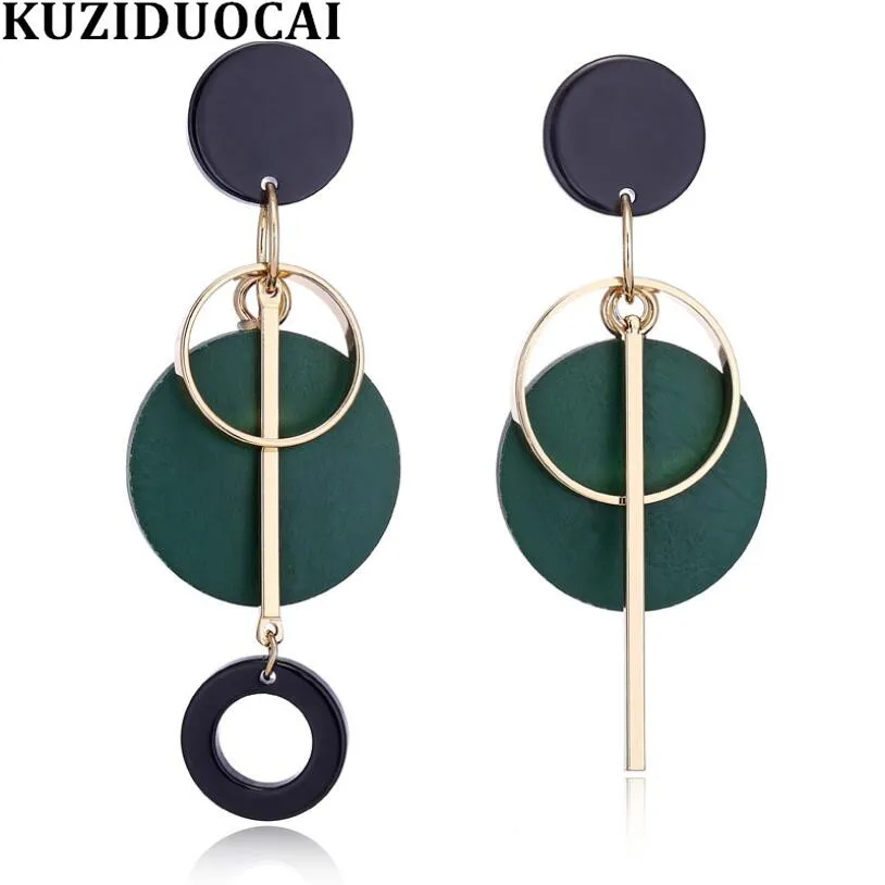 Kuziduocai новые модные ювелирные изделия панк деревянные круглые Висячие полые