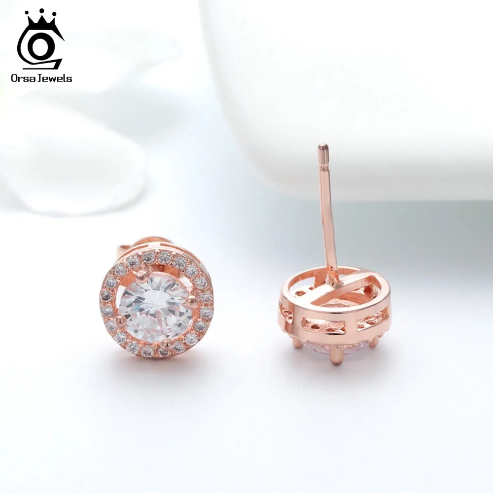 ORSA JEWELS классические 4 коготь серьги для женщин с 0,75 ct желтые серьги из Кубического циркония гвоздики 2 цвета доступны OE104-R