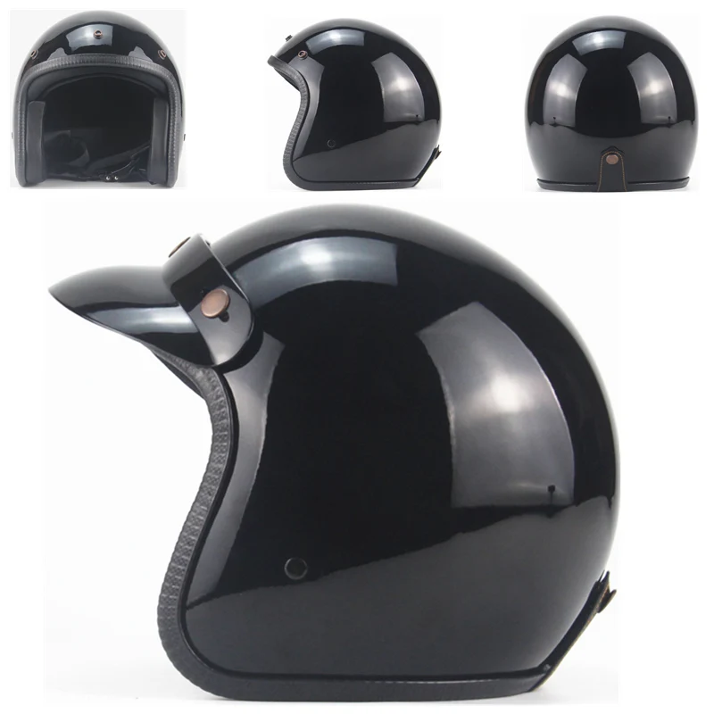 Black Горячая с открытым лицом Половина мото шлемы Винтаж мото rbike мото ciclet cascos para гоночный мотоциклетный шлем - Цвет: Black