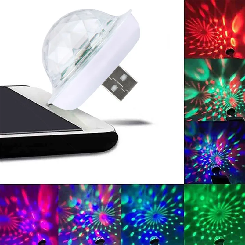Миниатюрный светодиодный RGB дискотечный сценический светильник с USB для