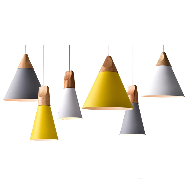 Наклона лампы подвесной светильник с древесины и Алюминий Ресторан Бар Кофе