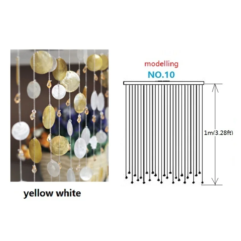 10pcs yellow white № 10 готовой шторы шт./лот красочные в виде ракушки Кристалл бисера Дверные Шторы экран крыльцо раздела Рождество украшения 01 - Цвет: 10pcs yellow white