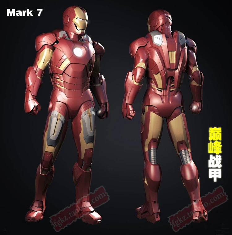 Железный человек Mark 7 тело голова Броня 1:1 носимые Бумажные модели DIY металлическая текстура Косплей