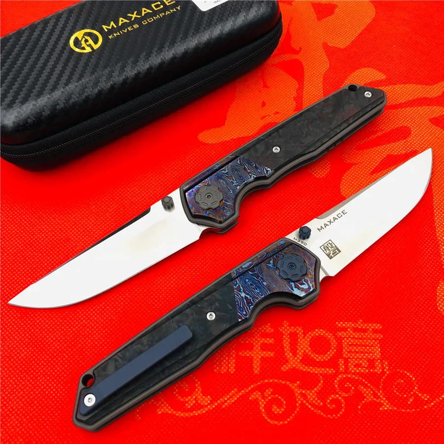 Maxace сковорода папка титановый сплав ручка M390 сталь Открытый Кемпинг Фрукты Охота тактический нож EDC инструменты