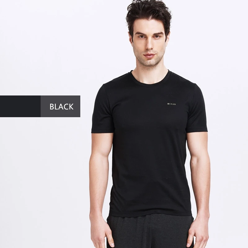CILER Men Undershirt Tencel Cotton Bright Mercerize Solid Mens Tee Casual Clothing Sous Vetement T-shirt Gift | Мужская одежда