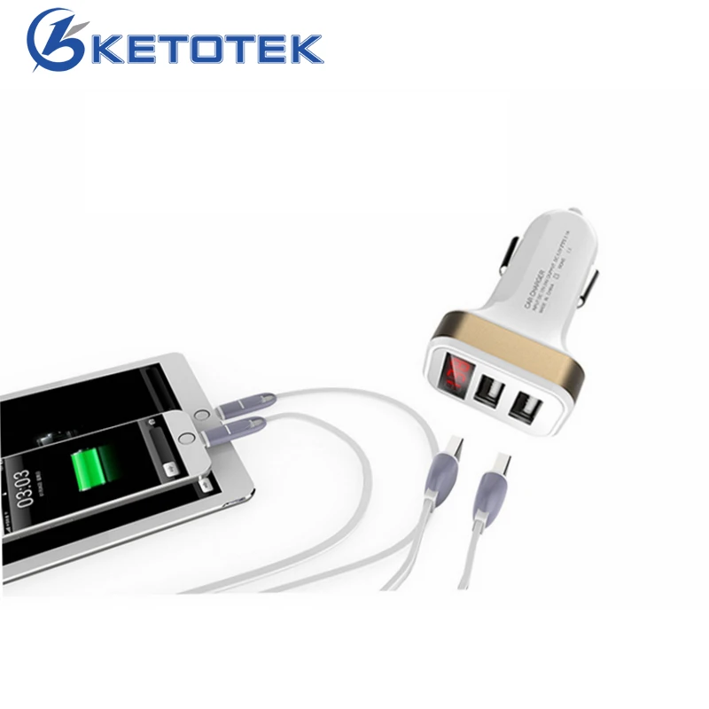 2.1A двойной USB Автомобильное зарядное устройство вольтметр 2 порта ЖК дисплей 12 24 в