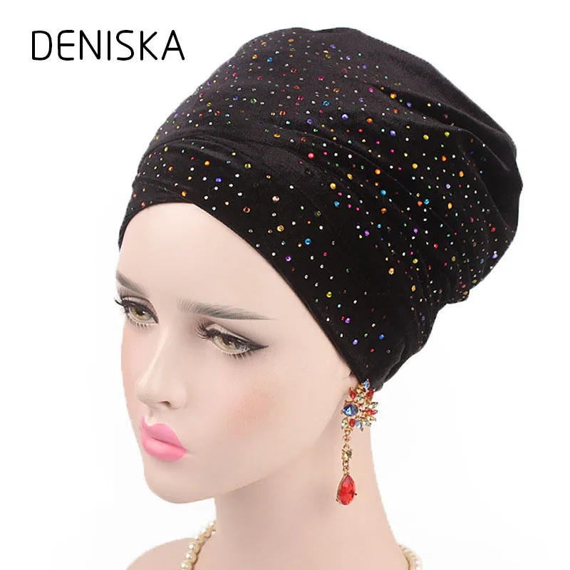 Дениска Для женщин Роскошные Diamante очень длинные бархатные Тюрбан Глава