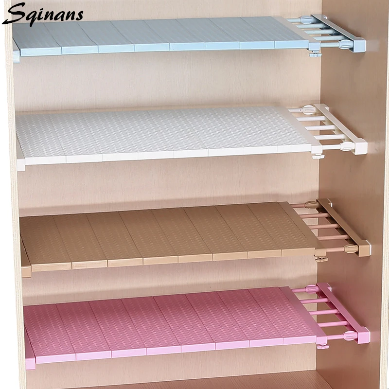 Sqinans Adjustable Closet Organizer Bathroom Cabinet Holders Kitchen Storage Rack Wardrobe Shelf Wall Mounted |