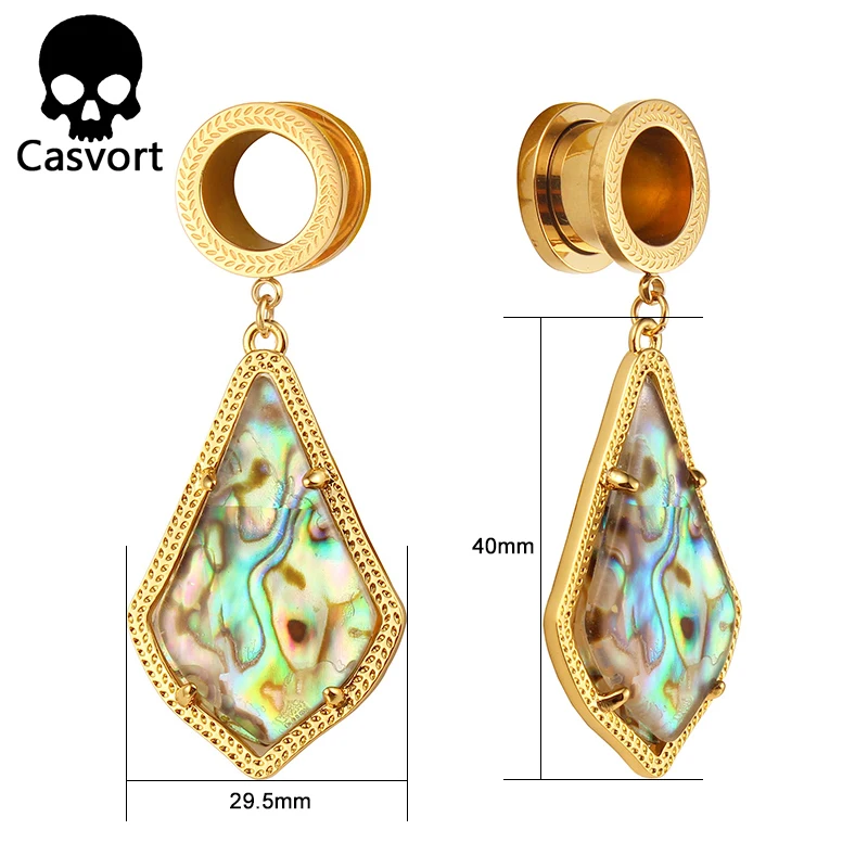 Casvort Trendy Alex Semi-precious Stone Gold Color Dangle Earrings Modern Plugs Body earring Jewelry for Women Wholesale Gift | Украшения и