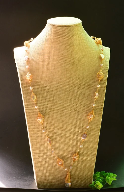 

GLSEEVO Handmade Natural Fresh Water Pearl For Women Party Wedding Gifts Long Fashion Jewelry Sweater Necklace Collar GN0084