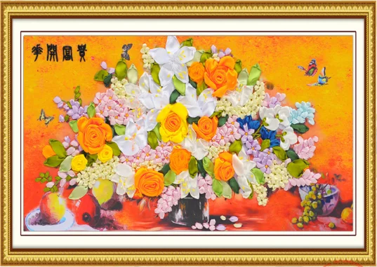 

Картина из искусственных цветов, 42x70 см