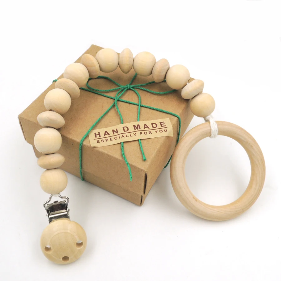 Натуральный Прорезыватель для зубов держатель соски цепочка пустышки подарок