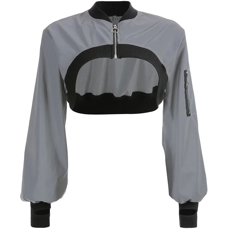 Модный светоотражающий Женский свитшот 2019 уличная одежда в стиле хип хоп женские