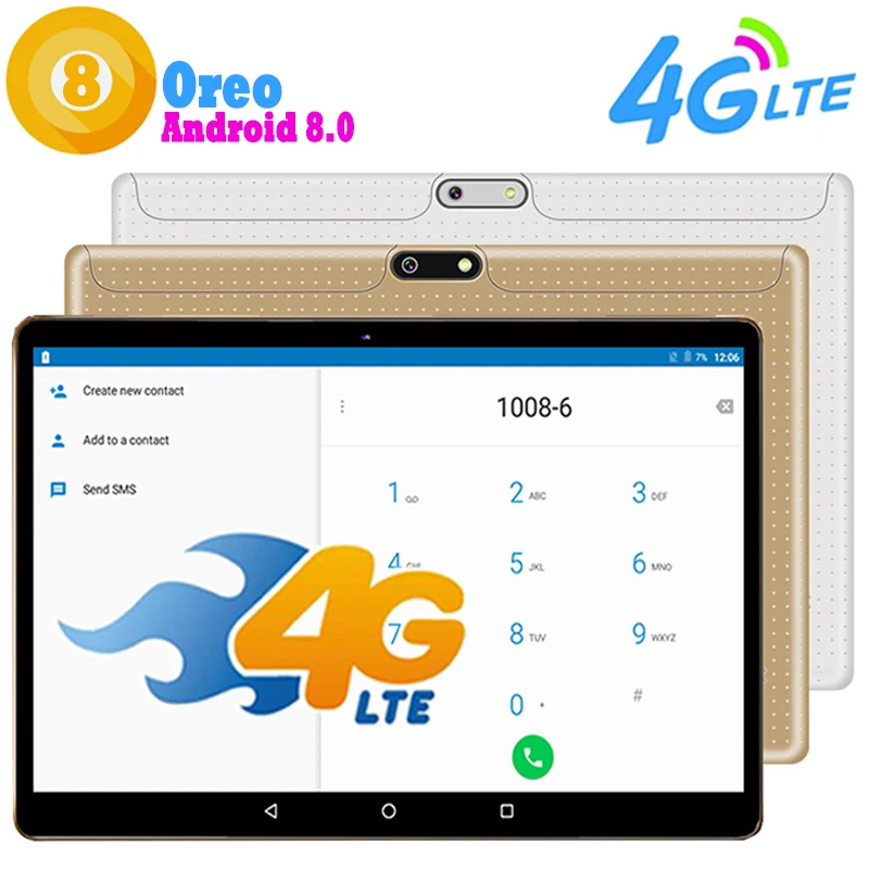 Новейшая версия 4G LTE 10 дюймов Android 8,0 планшетный ПК 4 Гб ОЗУ 32 Гб ПЗУ 1280*800 ips 5.0MP WiFi A-GPS Восьмиядерный две sim-карты+ подарки