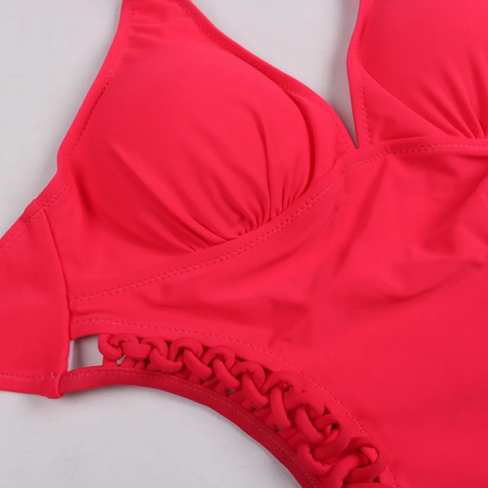 Женский винтажный купальный костюм купальник с глубоким v образным вырезом