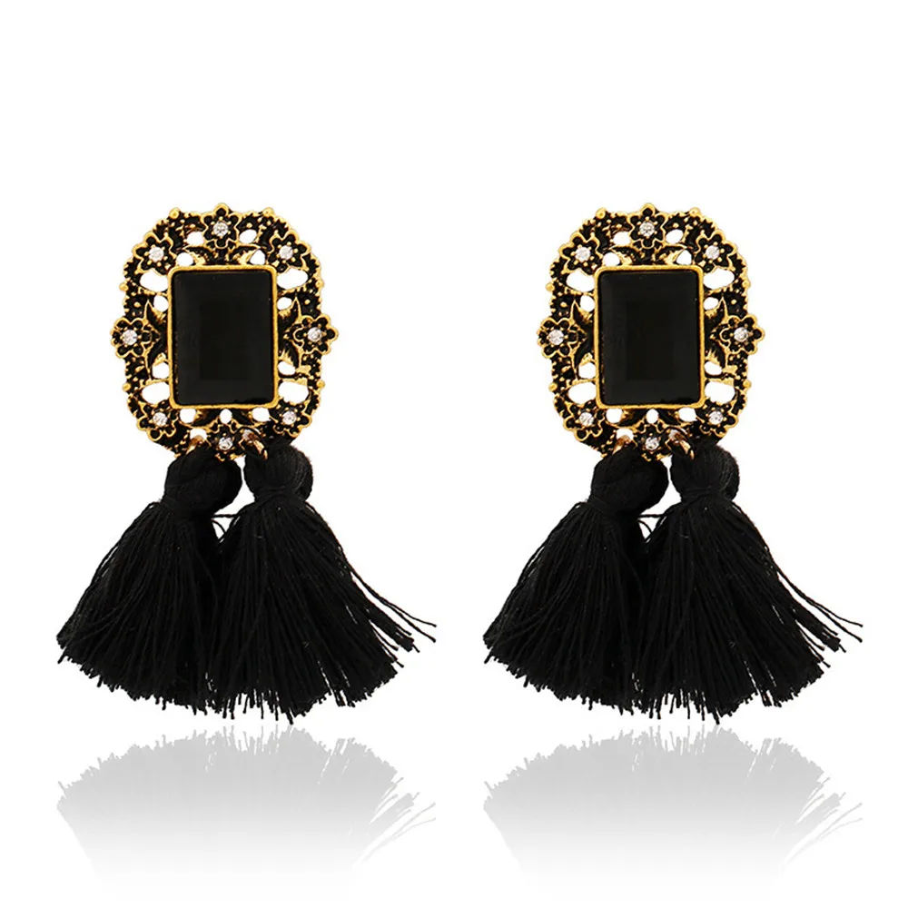 ECODAY брендовые винтажные квадратные хрустальные серьги с кисточками для женщин