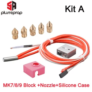 Комплект сопел для 3D-принтера MK8, алюминиевый подогреваемый блок с термистором и керамическим нагревателем для нити 1,75 мм, 12 В24 В