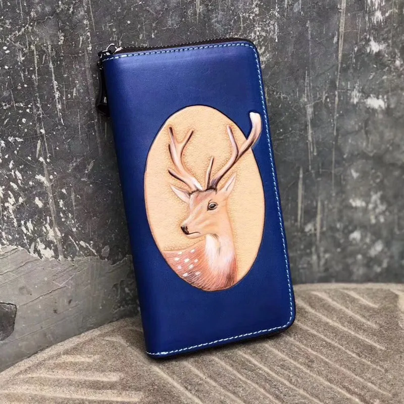 Женские милые кожаные кошельки ручной работы женский длинный клатч кошелек из