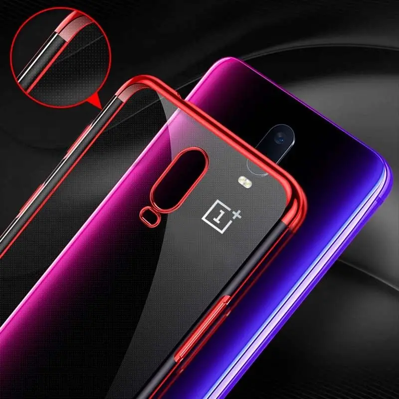 Гальванизированный прозрачный чехол из ТПУ для oneplus 7T 6T 5 T силиконовая мягкая