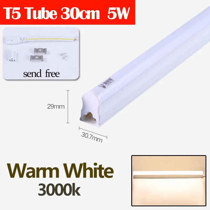 1PCS 5W Warm White T5 светодиодный светильник, лампа 220 В, высокая яркость, 20 Вт, T8 светодиодный светильник, трехслойный, современный настенный светильник для спальни, 2 фута, 60 см, 600 мм, для дома - Испускаемый цвет: 1PCS 5W Warm White