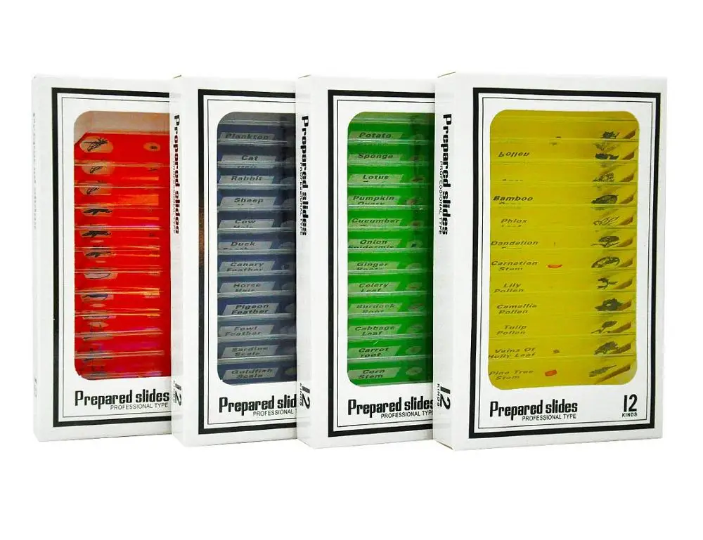 12 шт. в упаковке Пластик слайды подготовленные для микроскопа из животные