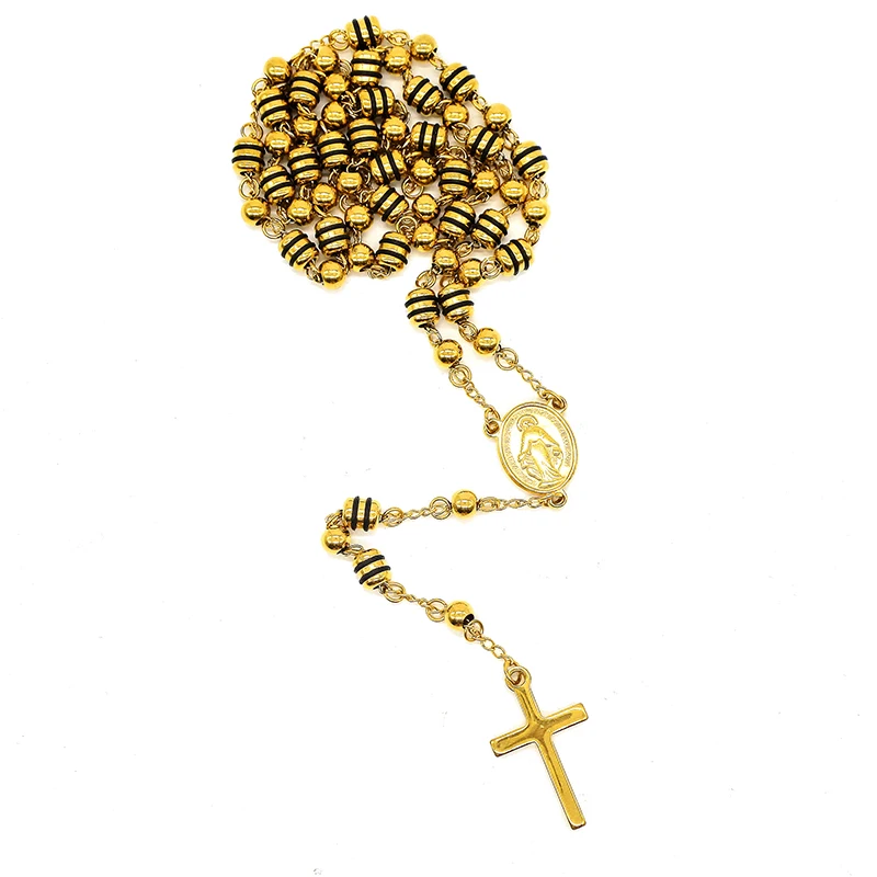 AMUMIU оптовая продажа цепочка с подвеской крестом из нержавеющей стали 316L золотыми