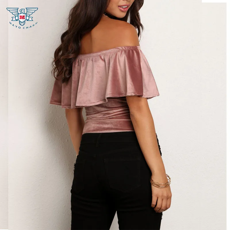 2017 Весна Лето женский боди с оборками сексуальный клубный идеальный бархатный