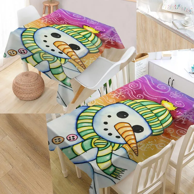 

Custom Snow Painting Table Cloth Oxford Fabric Rectangular Waterproof Oilproof Table Cover Family Party Tablecloth