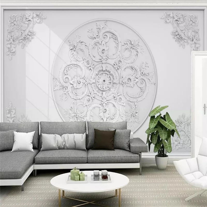 Decorative Wallpaper 3D Northern Europe Simple White Gypsum Relief Pattern Background Wall Painting | Обустройство дома