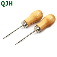 qjh diy sewing supplies canvas leather sewing shoes wood handle tool awl hand stitching taper leathercraft needle tool
