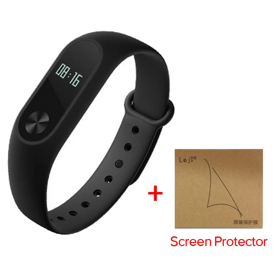 Xiaomi mi Band 2 mi band 2 фитнес-трекер монитор сердечного ритма OLED дисплей тачпад Bluetooth 4,0 для Android IOS умный Браслет - Цвет: -BLACK N 1PC Film