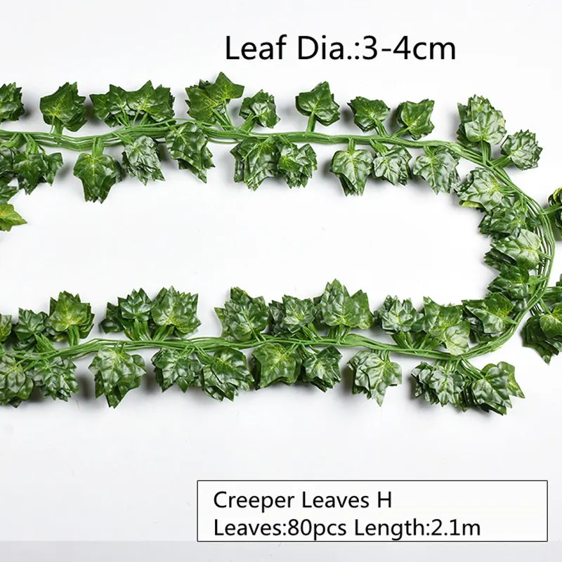 Creeper-Leaves H 10 стилей, 1 шт., искусственные украшения, яркие Листья лозы из ротанга, влагалище, трава, растения, листья винограда для дома, сада, вечерние, декор B1015 - Цвет: Creeper-Leaves H