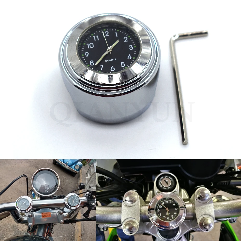 Waterproof 7/8 1 Inch Motor Motorcycle Handlebar Mount Dial Clock Watch Universal for Kawasaki ZX-6 ZZR600 Z750S ER-5 ZR750 ER6N