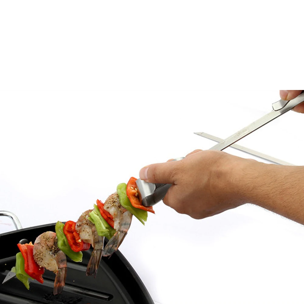 Нержавеющая сталь широкий барбекю палочки для кебаба плоский вертел с диском