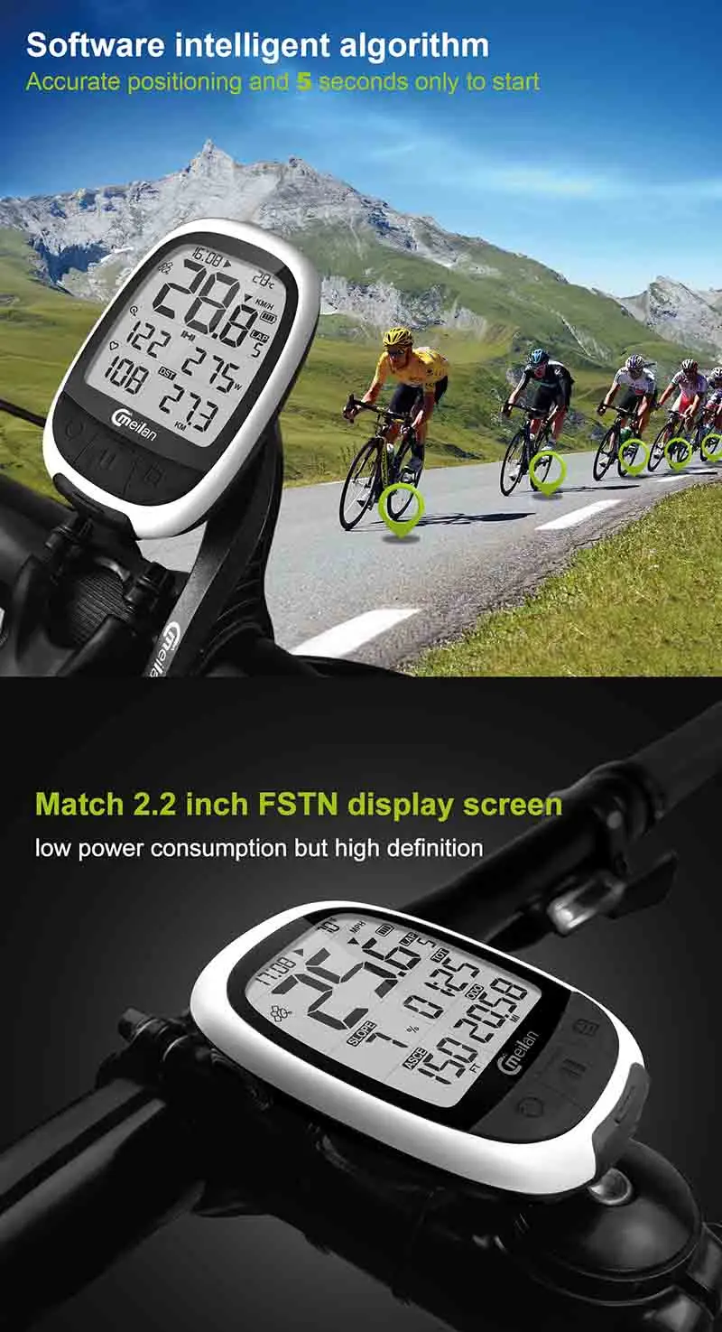 Meilan M2, gps, велосипедный компьютер, беспроводной измеритель скорости, Bluetooth, ANT, велосипед, одометр, датчик частоты вращения, пульсометр, опционально