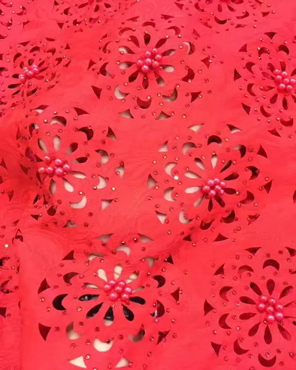 Nice African Laces Fabric New Fashion Nigerian Cord Lace High Quality Polyester Material With Beads Dress LE2 | Дом и сад