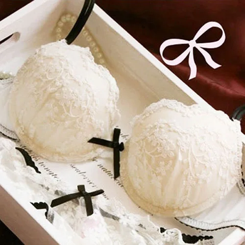 Женский комплект нижнего белья пуш ап трусики с цветочной вышивкой и бантом|bra