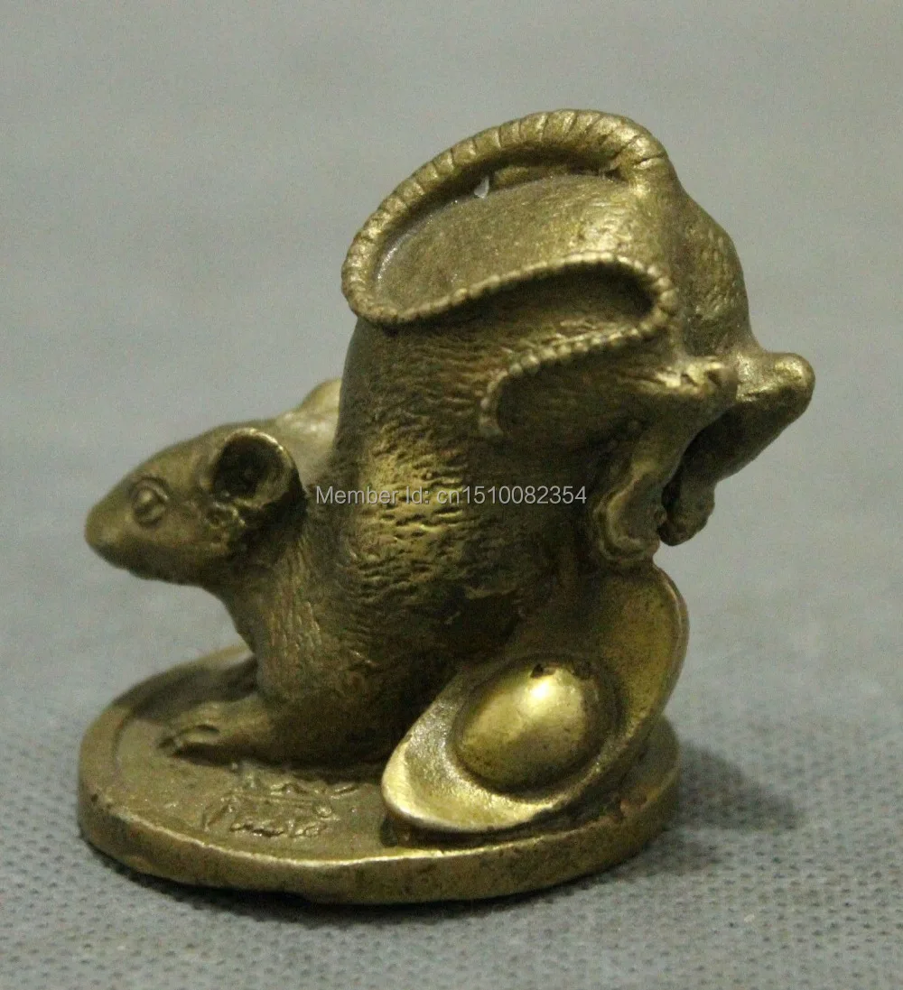 Китайская Чистая латунь прекрасный год мышь из зодиака играть монета юаньбао